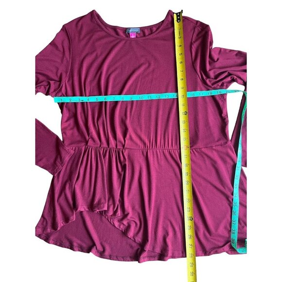 Vince Camuto ASYMMETRIC PEPLUM TOP Color Burgundy Size 1X NWOT - Picture 4 of 6